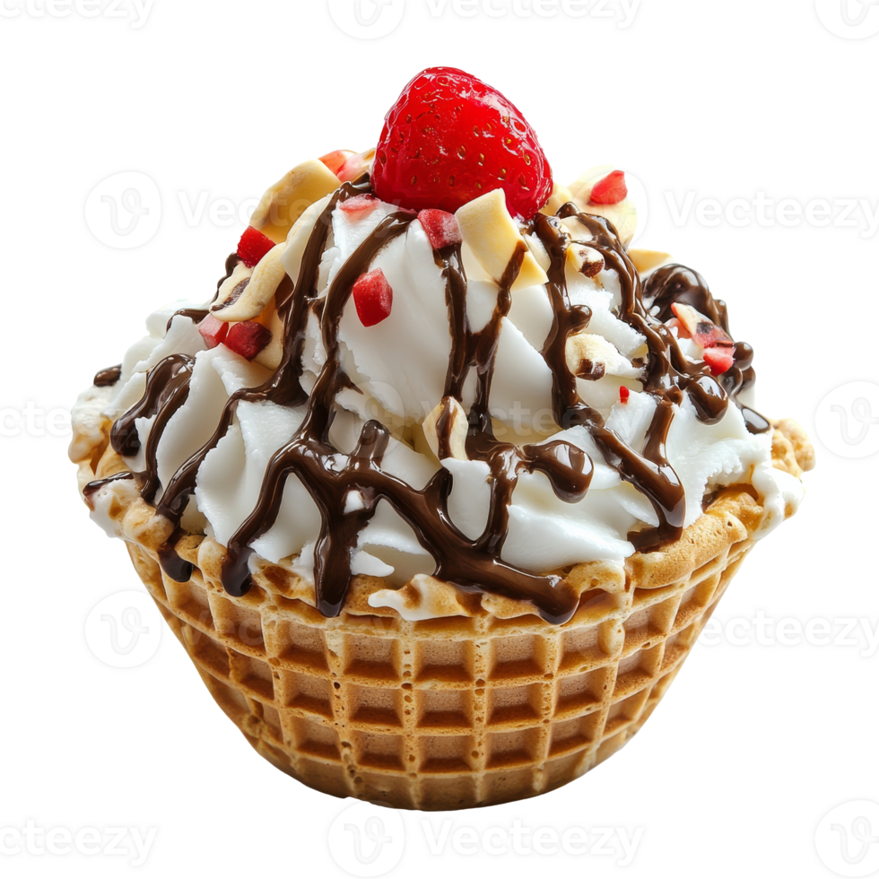 Fruity dessert cup with creamy topping isolated transparent png