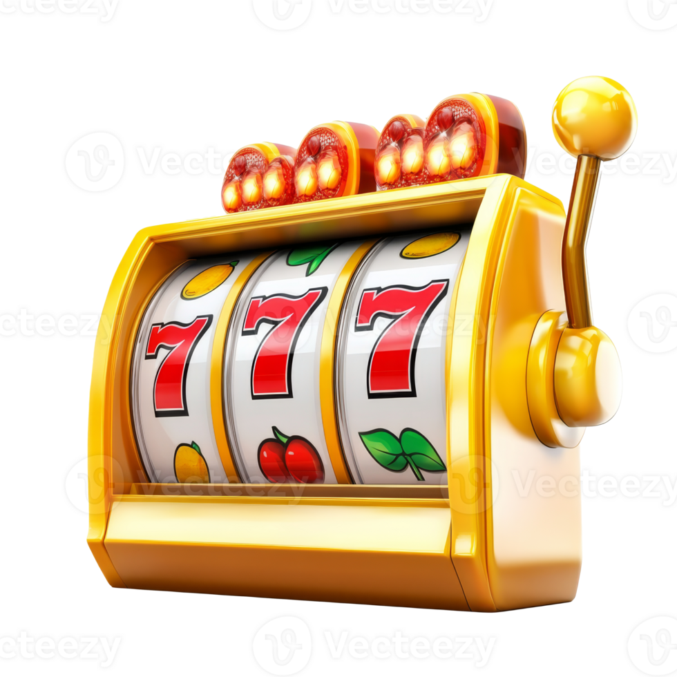 Bright symbols on a classic slot machine isolated transparent png