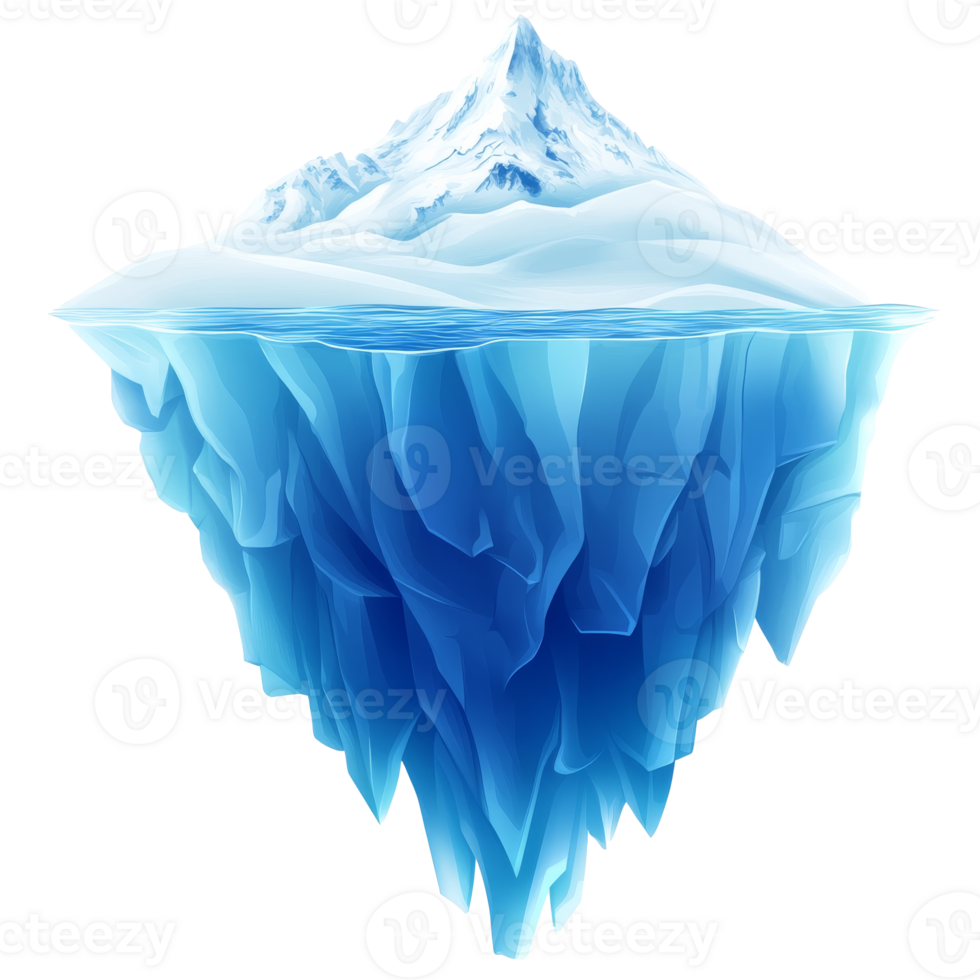 A majestic iceberg floating in clear blue waters isolated transparent png