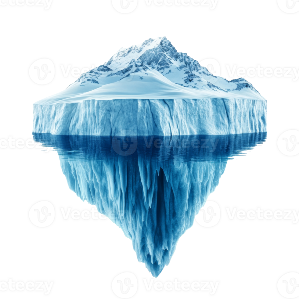Majestic iceberg floating in crystal clear waters isolated transparent png