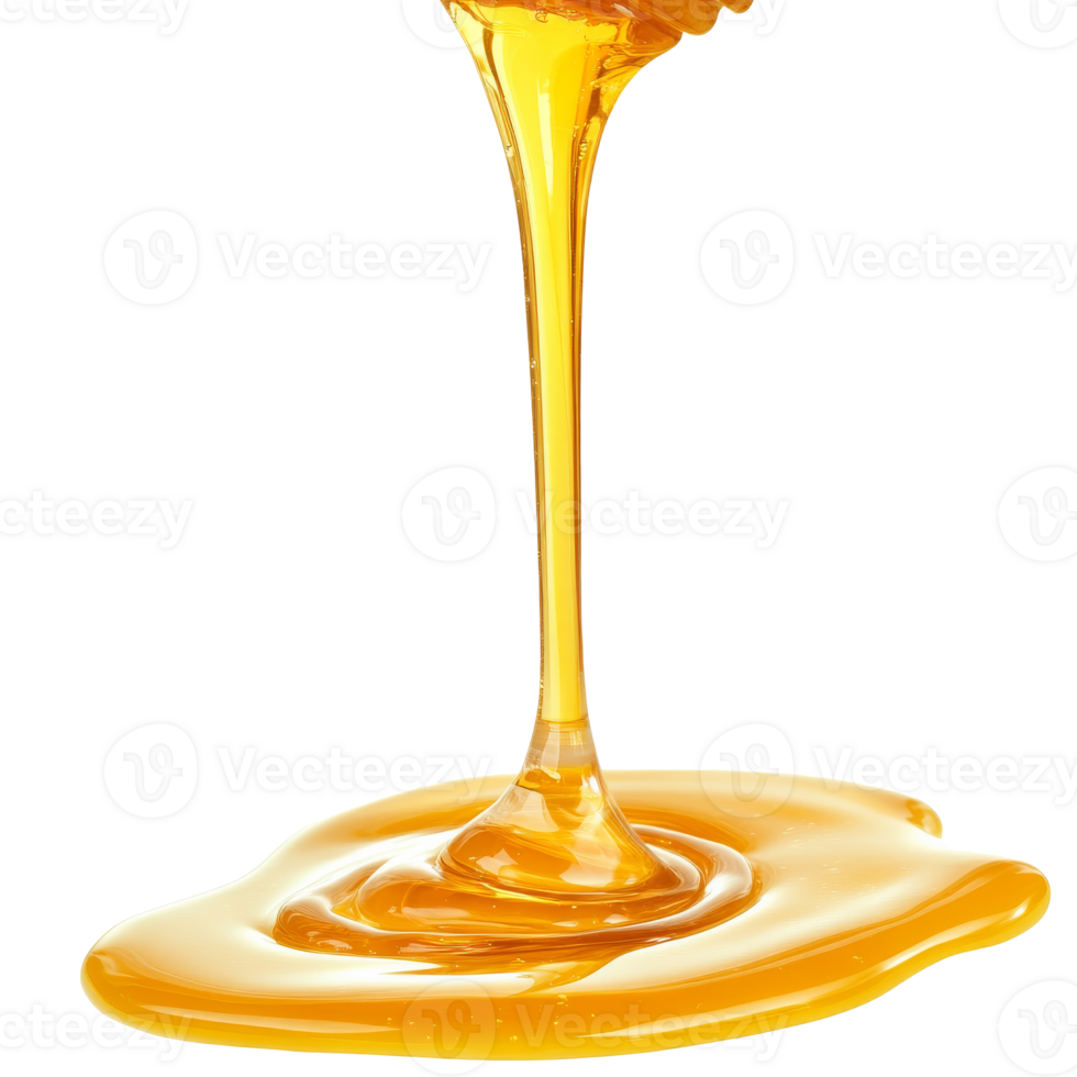 Honey drizzling from a spoon in light isolated transparent png