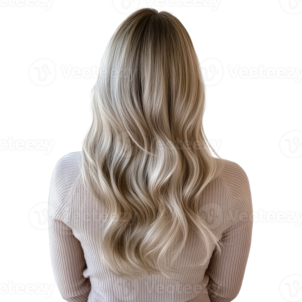 Elegant wavy hairstyle on a woman with blonde hair isolated transparent png