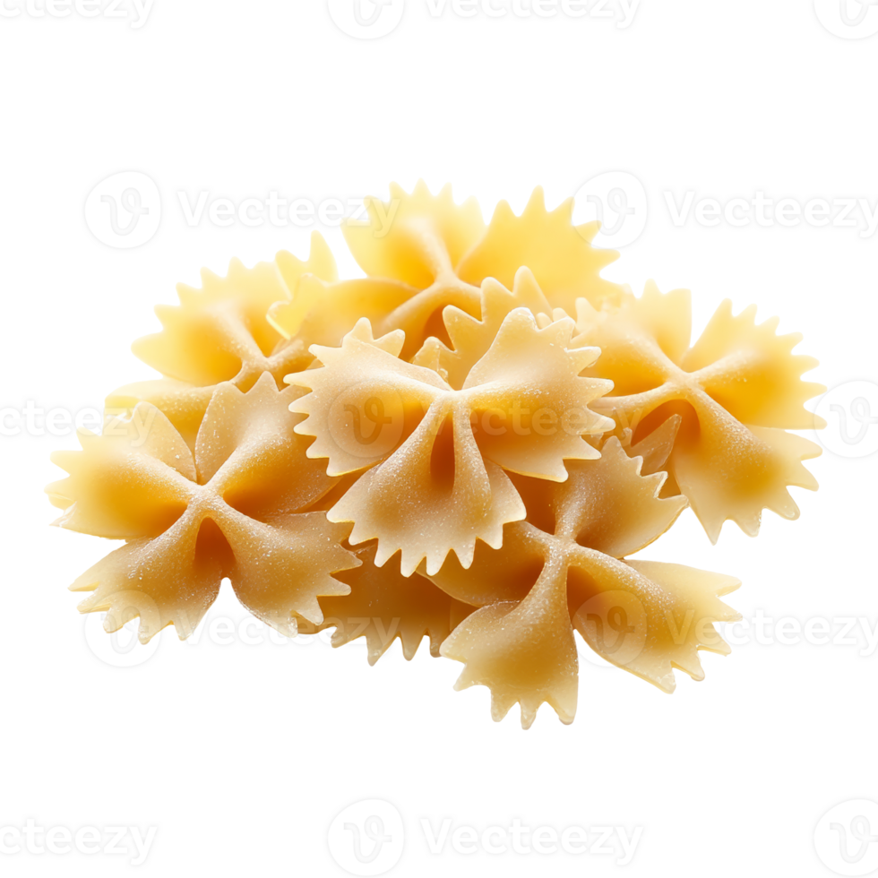 Farfalle pasta arranged on a white background isolated transparent png