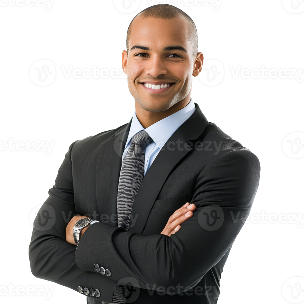 Confident businessman smiling indoors isolated transparent png