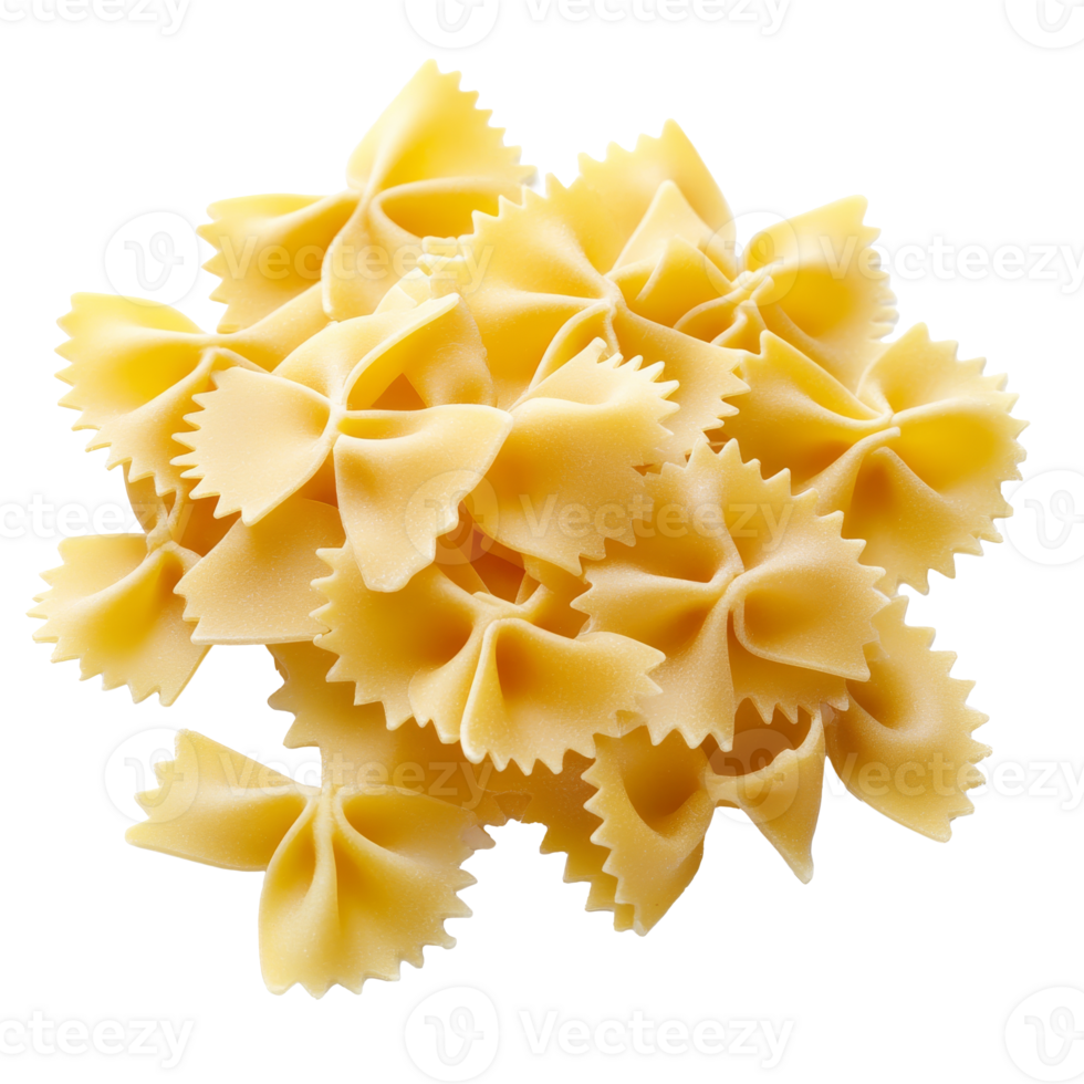 Freshly made farfalle pasta on a clean surface isolated transparent png