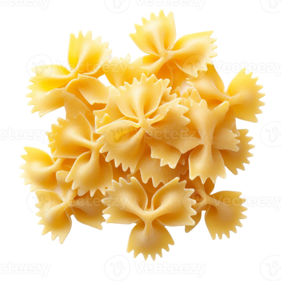 Farfalle pasta arranged on a white background isolated transparent png