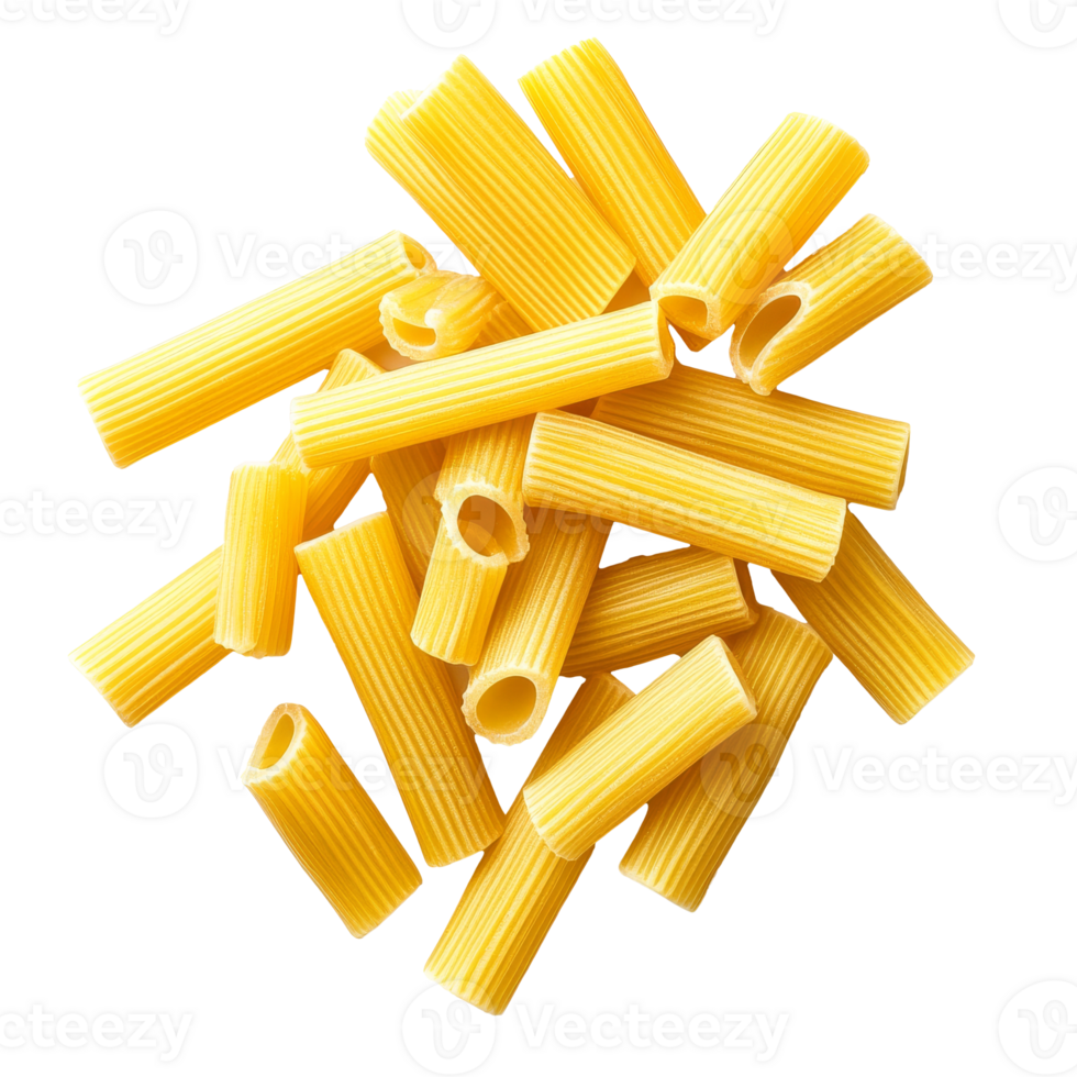 rigatoni pasta arreglado en un blanco superficie aislado transparente png