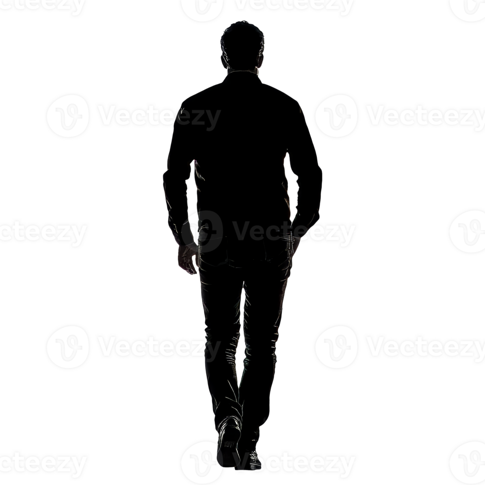 mans silueta caminando lejos en blanco aislado transparente png
