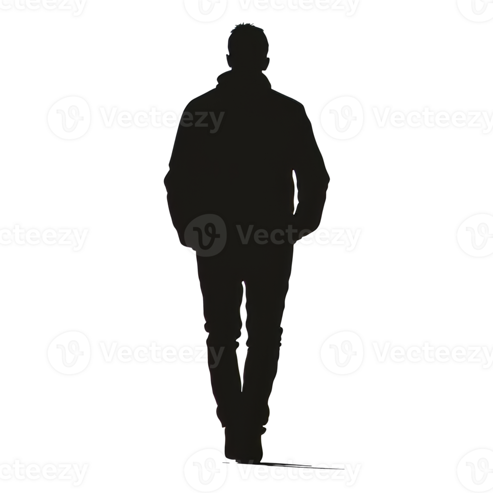 Silhouette of a person walking in a secluded area isolated transparent png
