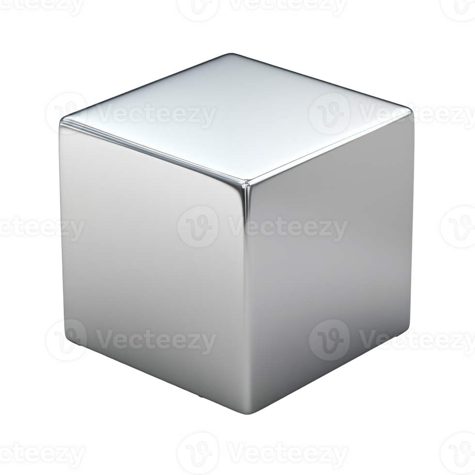 Shiny metal cube on a plain background isolated transparent png