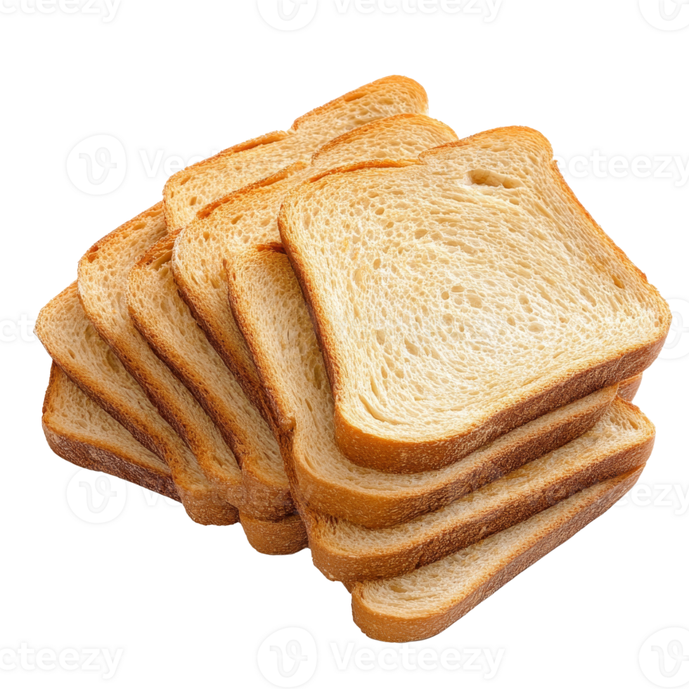 Slices of fresh bread stacked on a kitchen counter isolated transparent png