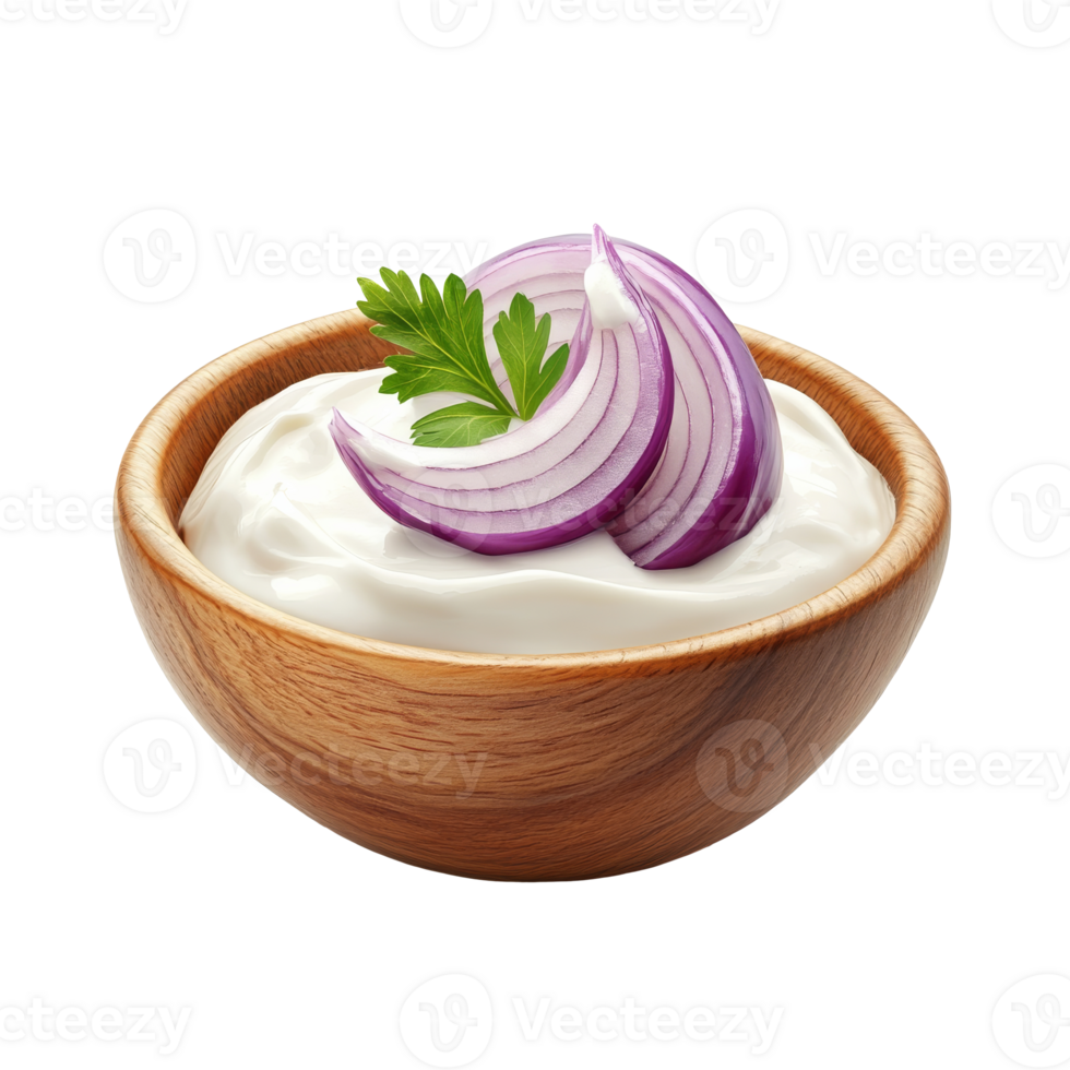 Creamy dip with onions and parsley isolated transparent png