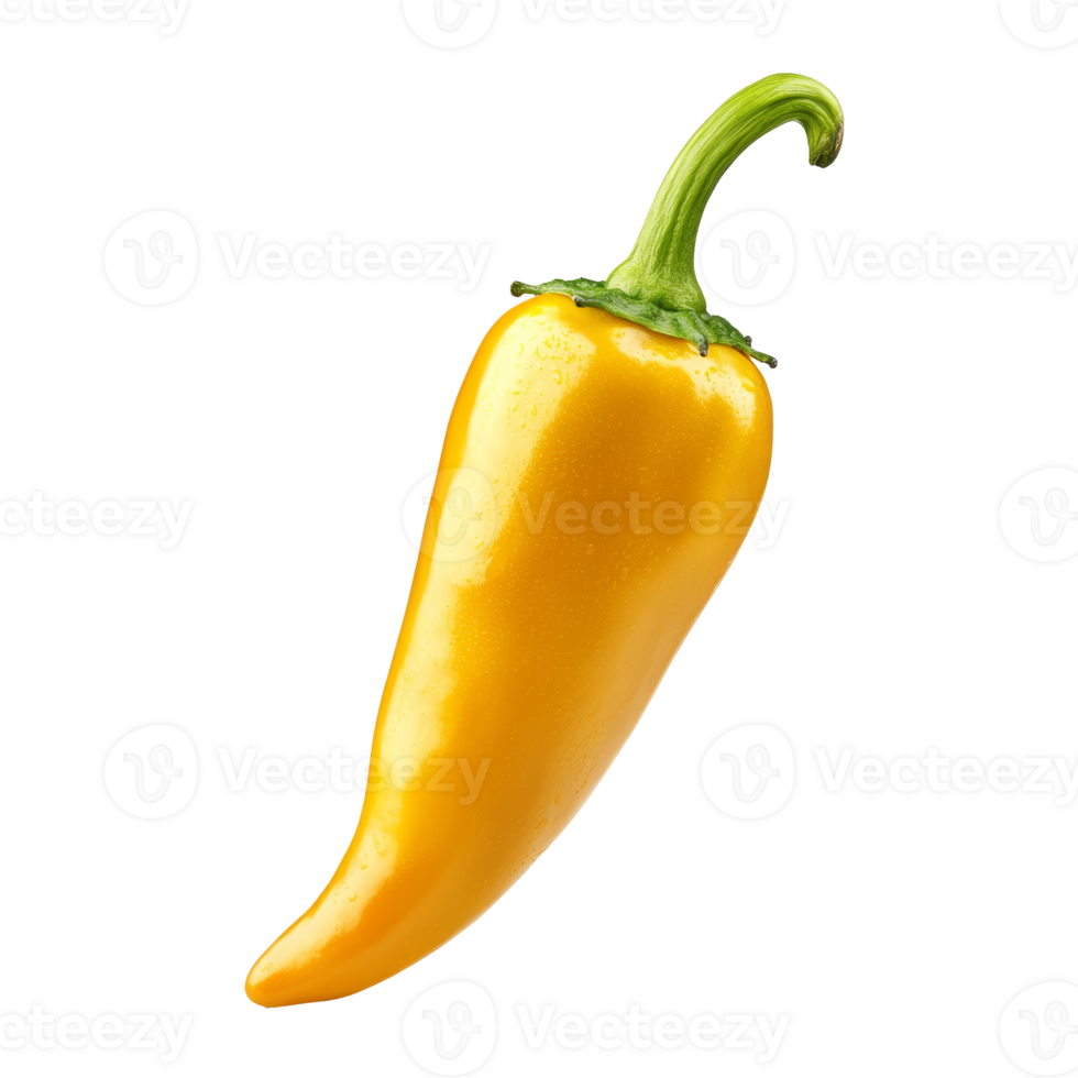 Smooth skinned bright yellow chili pepper isolated transparent png