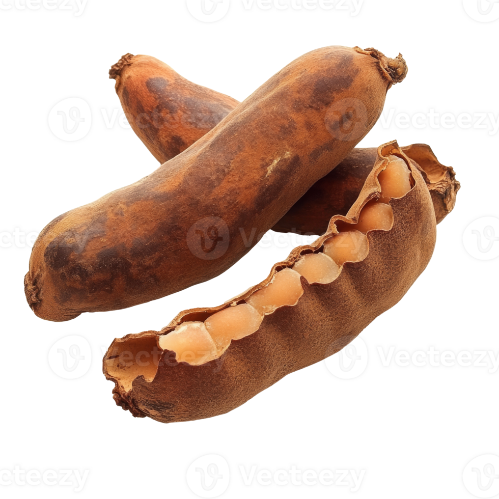 Fresh tamarind pods on a white background isolated transparent png