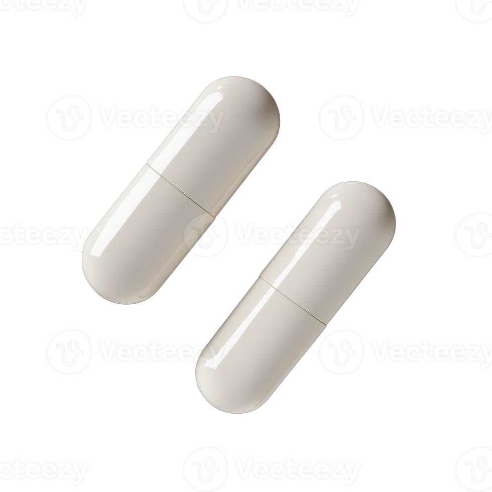 Two beige capsules laid together on a flat surface isolated transparent png