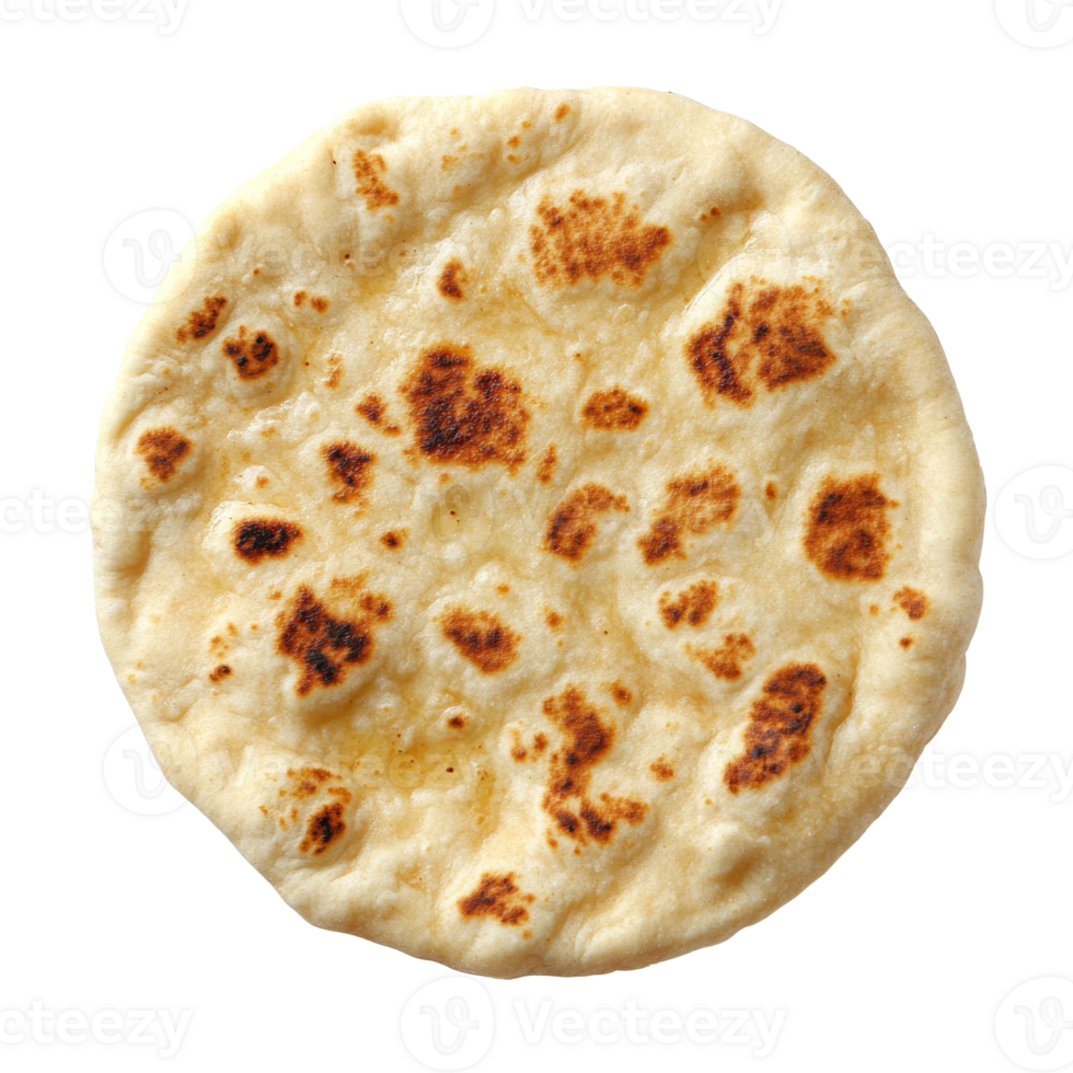 Freshly baked flatbread with golden brown spots transparent png