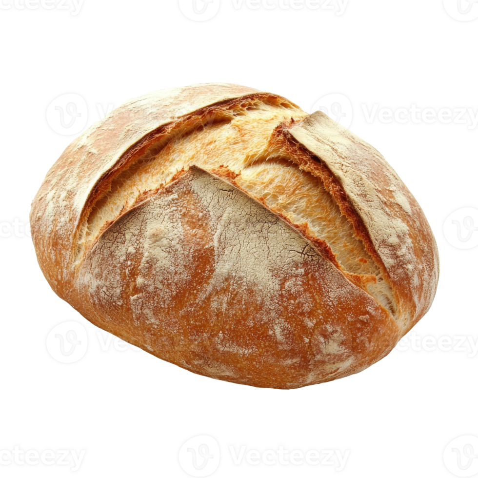 Artisan bread loaf on white background transparent png