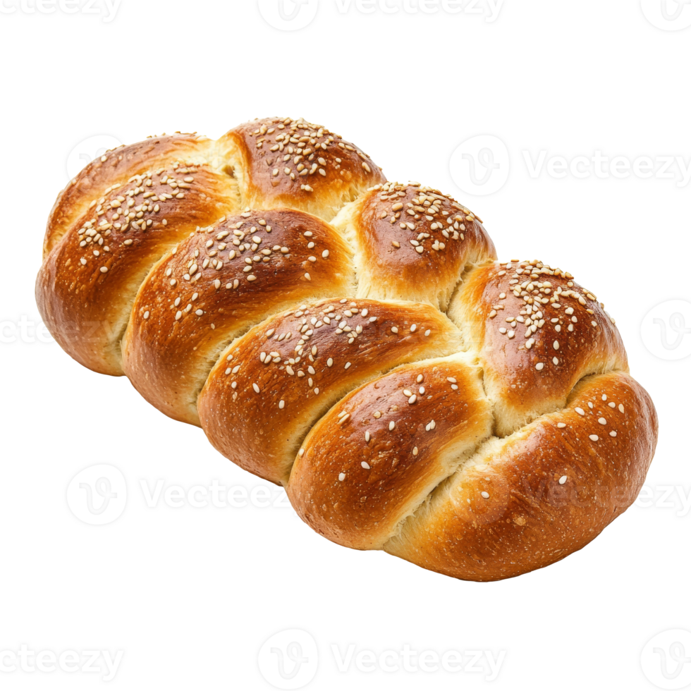 Freshly baked sesame seed challah bread on display transparent png