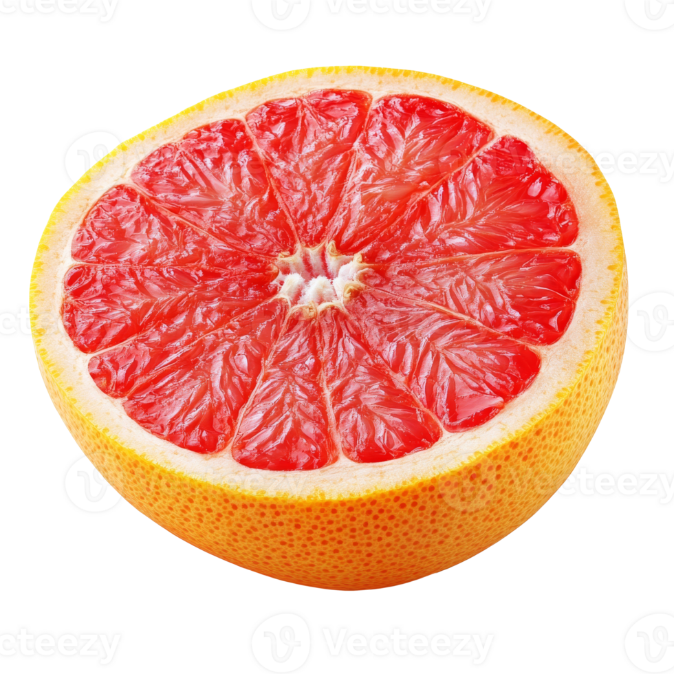 Freshly cut pink grapefruit on a white background transparent png