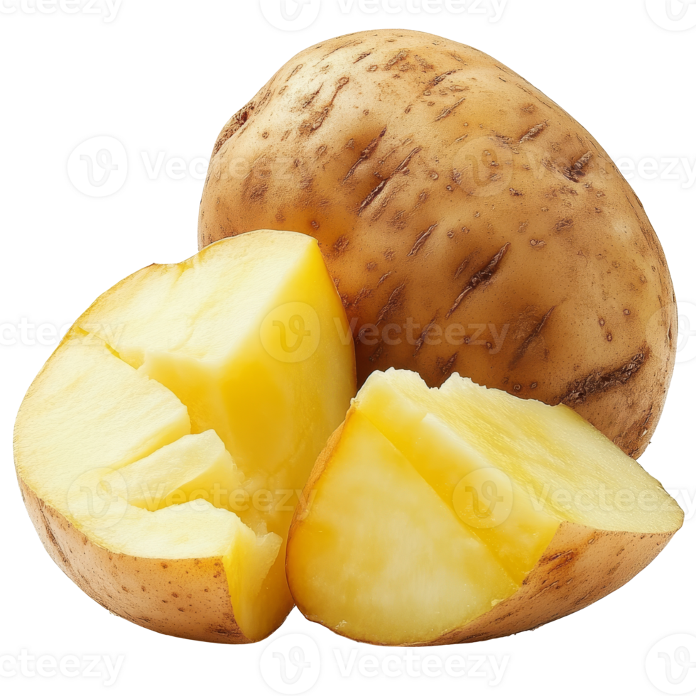 Freshly cut potato ready for cooking in kitchen transparent png