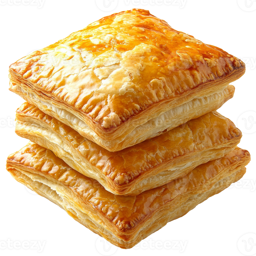 Flaky golden pastries stacked on a white plate transparent png