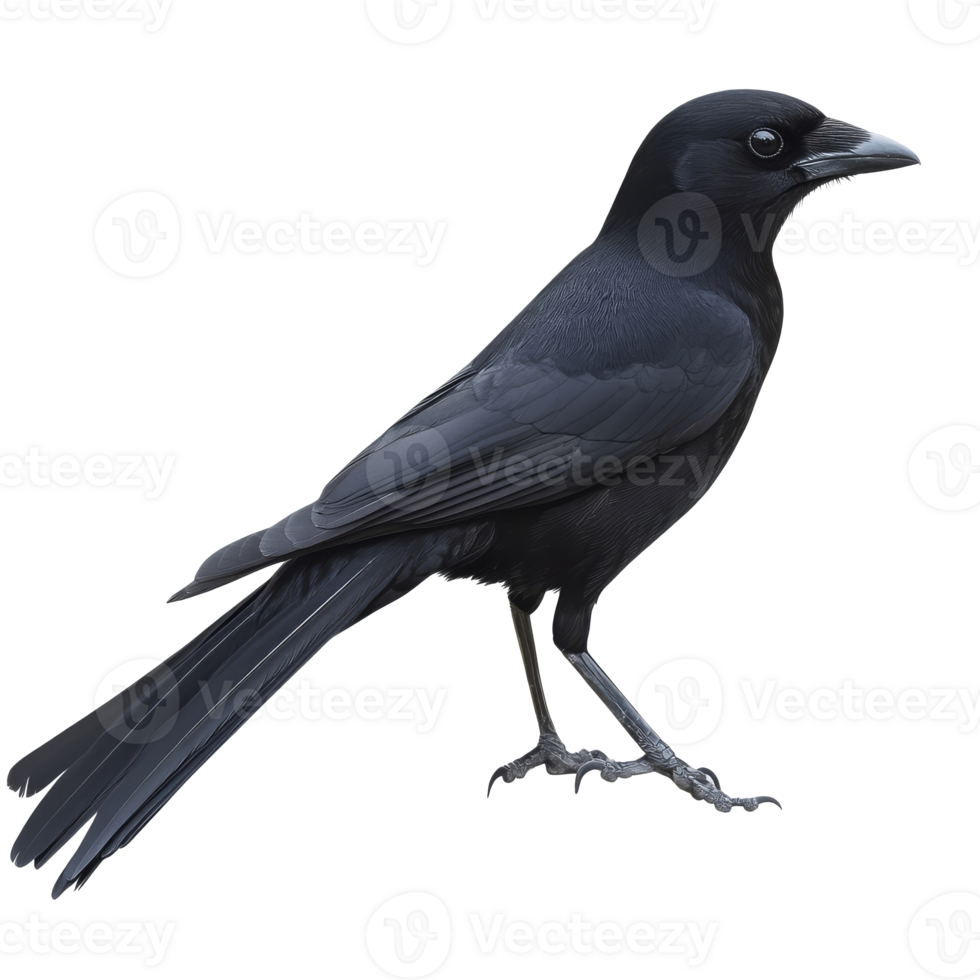 Black bird standing on a white background transparent png