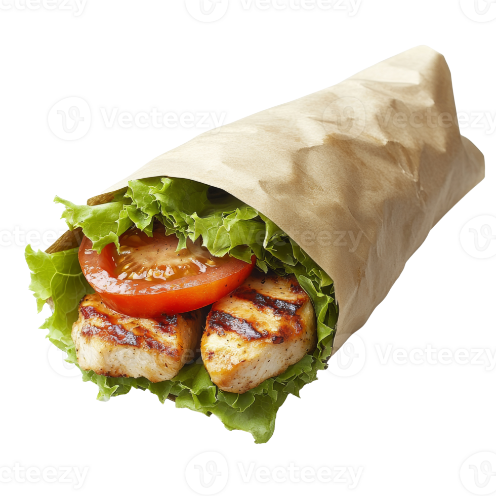 Grilled chicken wrap with veggies transparent png