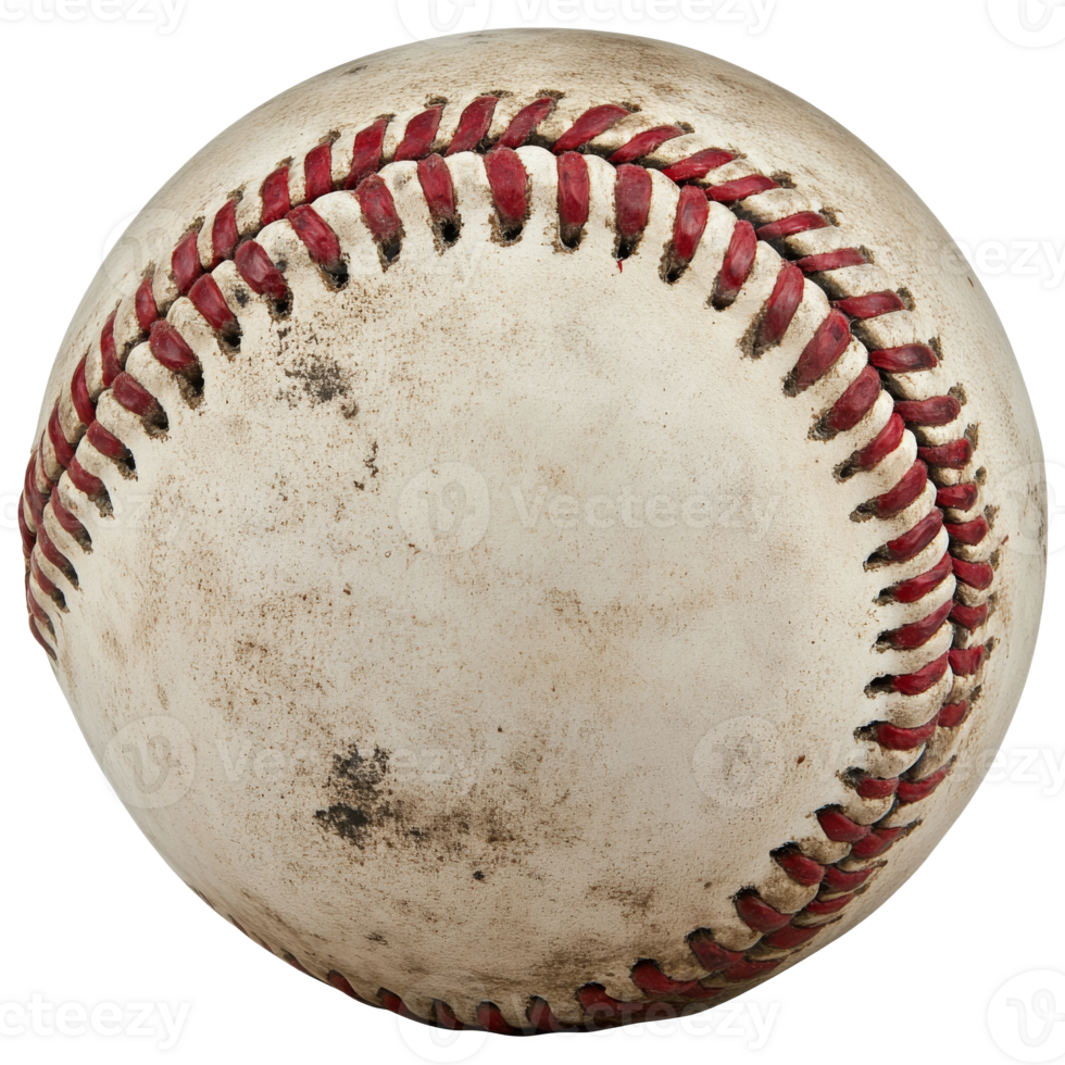 Worn baseball with red stitching transparent png