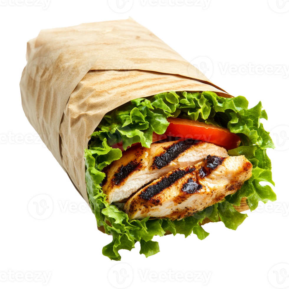 Grilled chicken wrap with veggies transparent png