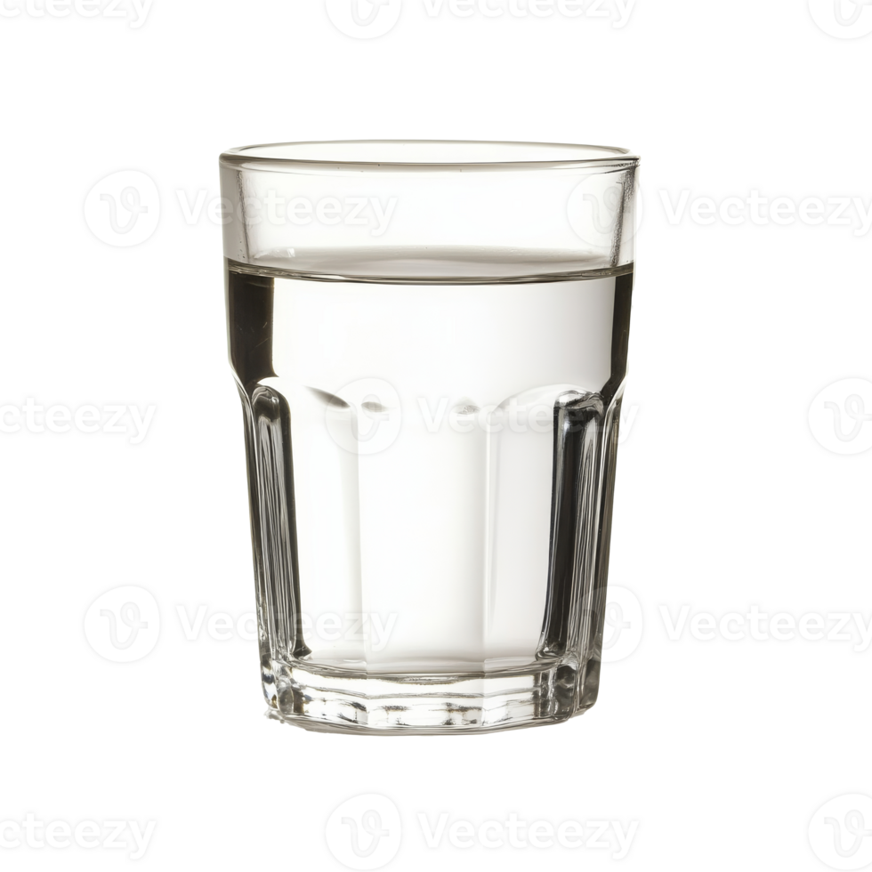 Clear glass filled with fresh water on a table transparent png