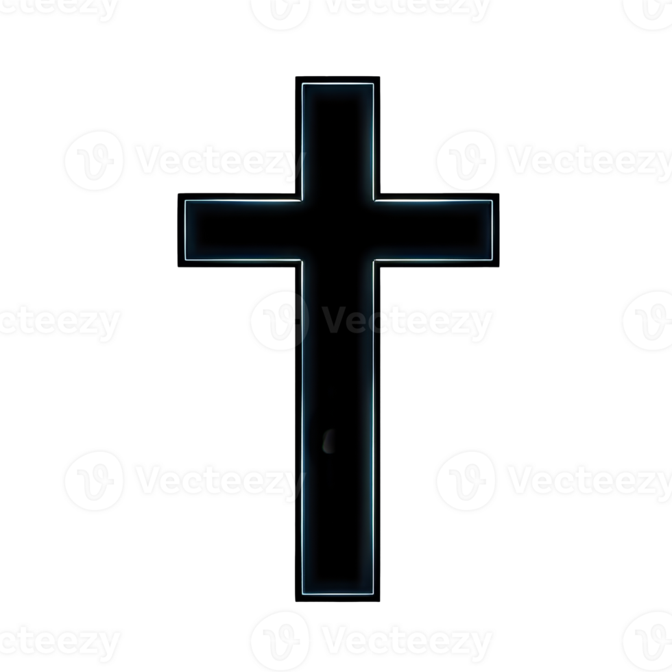 Black cross with glowing outline on white transparent png