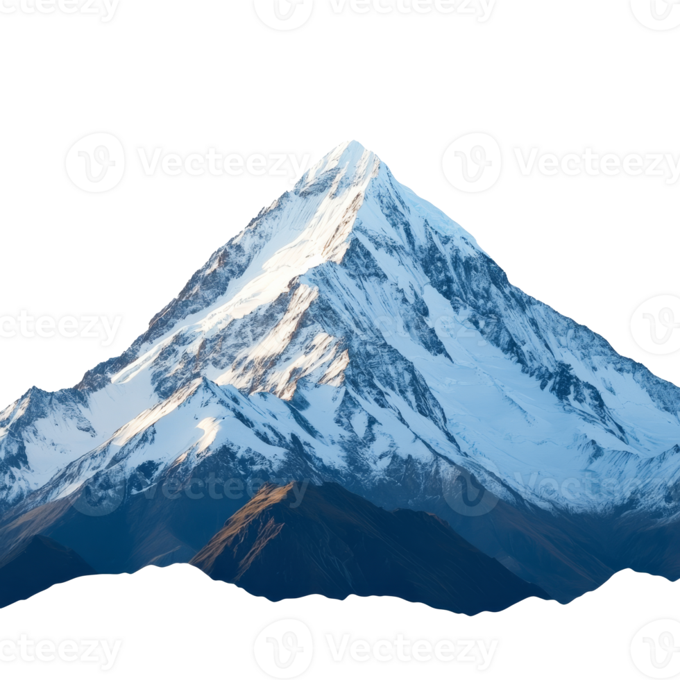 Majestic snow capped mountain in bright sunlight transparent png