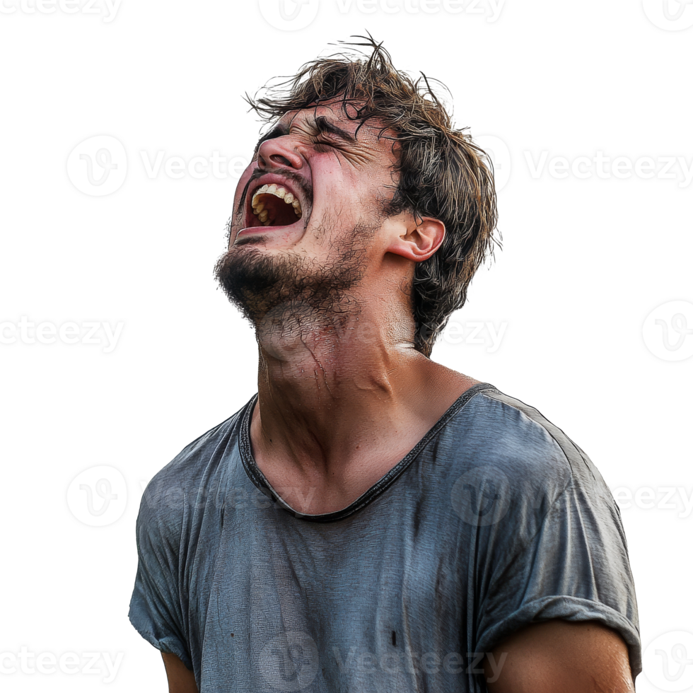 jovem homem mostrando emoção ao ar livre transparente png