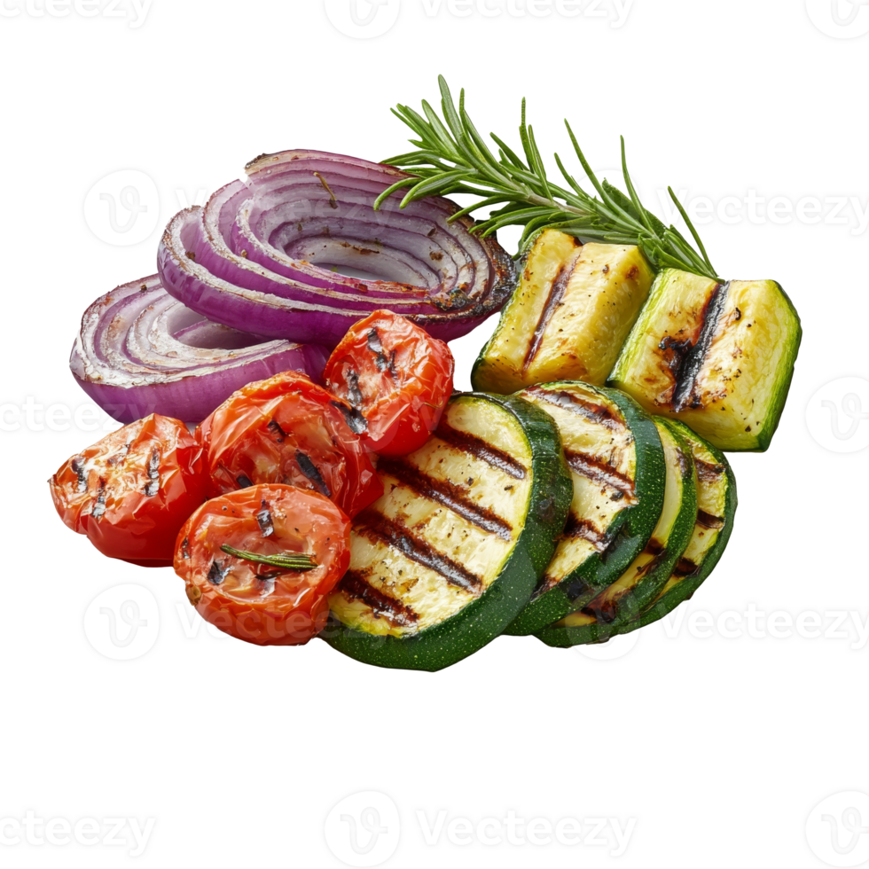 Grilled veggie platter with tomatoes zucchini transparent png
