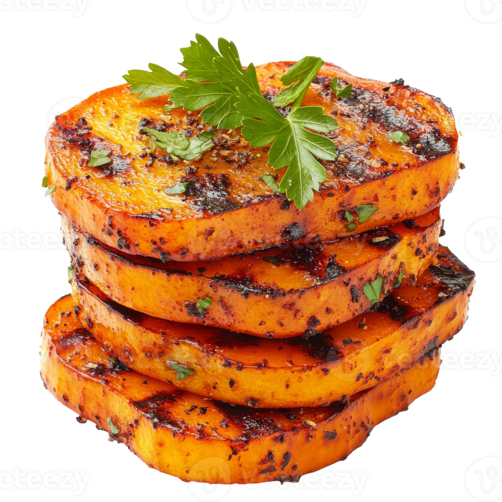 Grilled slices of butternut squash with herbs transparent png