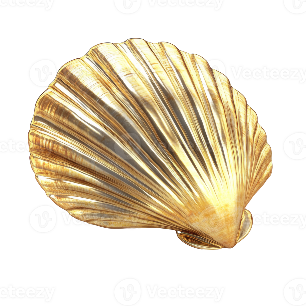 Golden shell with prominent ridges transparent png