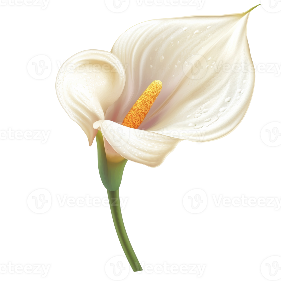 Close up of elegant white calla lily transparent png