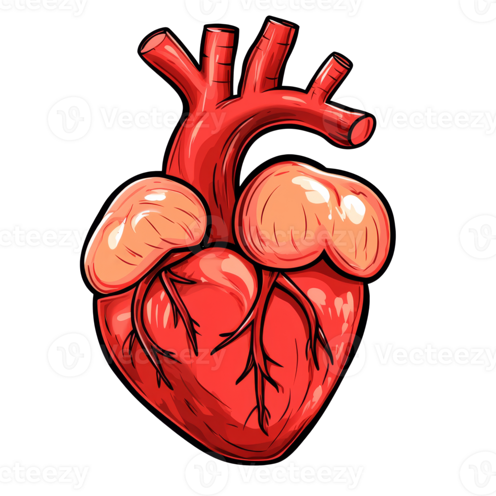 Detailed illustration of a human heart anatomy transparent png