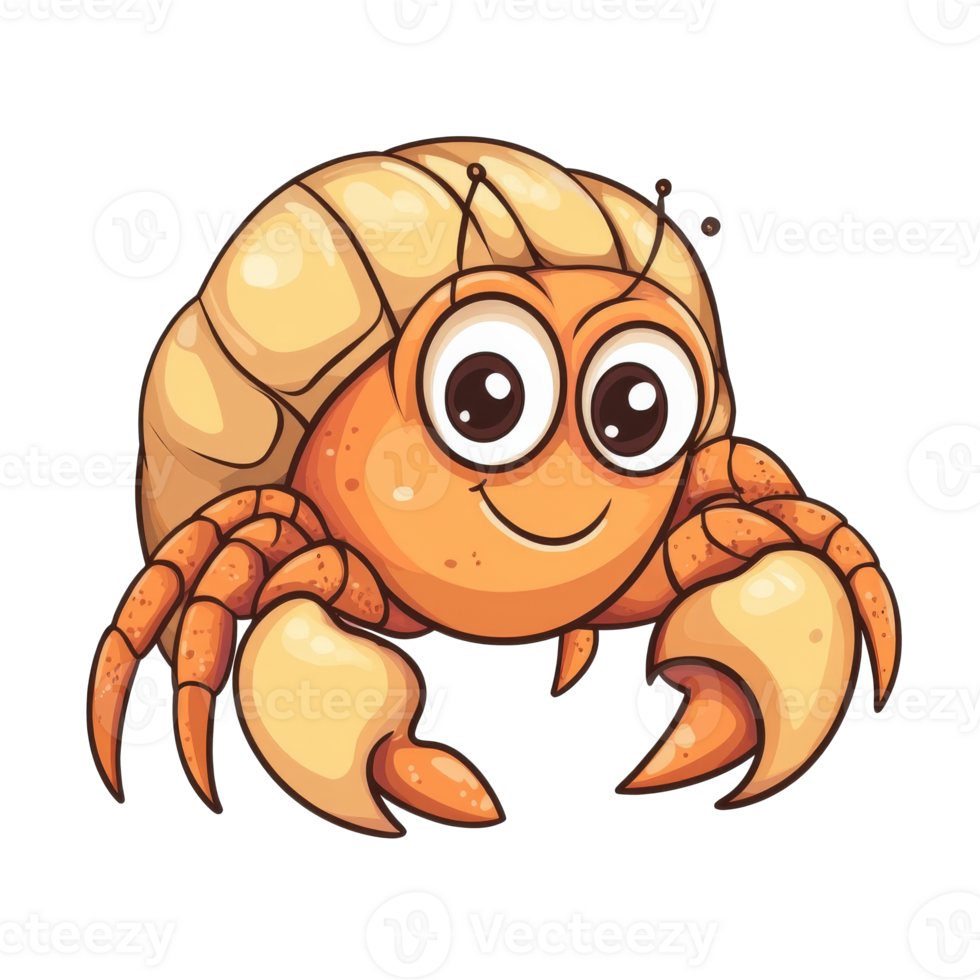 Cartoon hermit crab with a cheerful expression transparent png