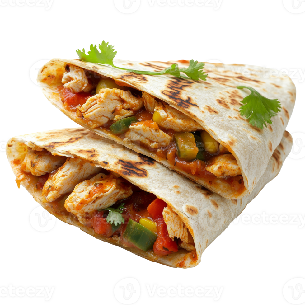 Warm chicken wraps with fresh veggies transparent png
