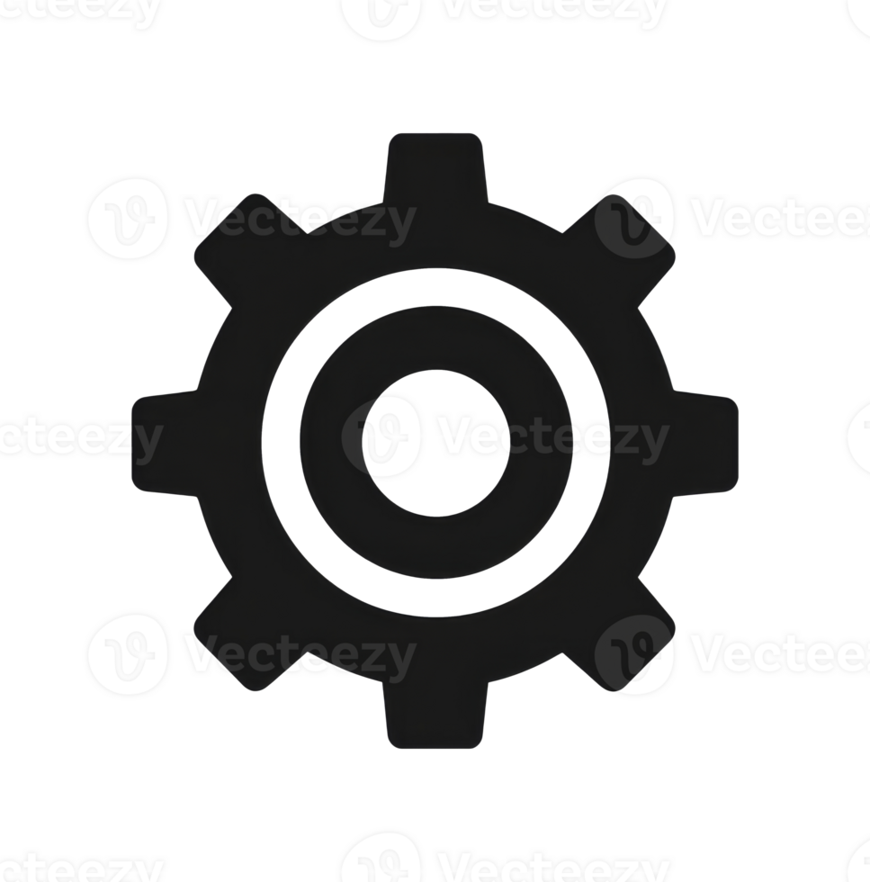 Black gear symbol highlighting mechanics transparent png
