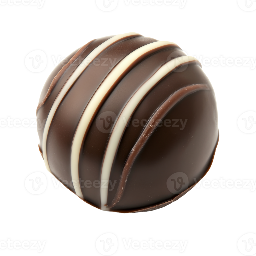 Indulgent chocolate truffle with decorative swirls transparent png