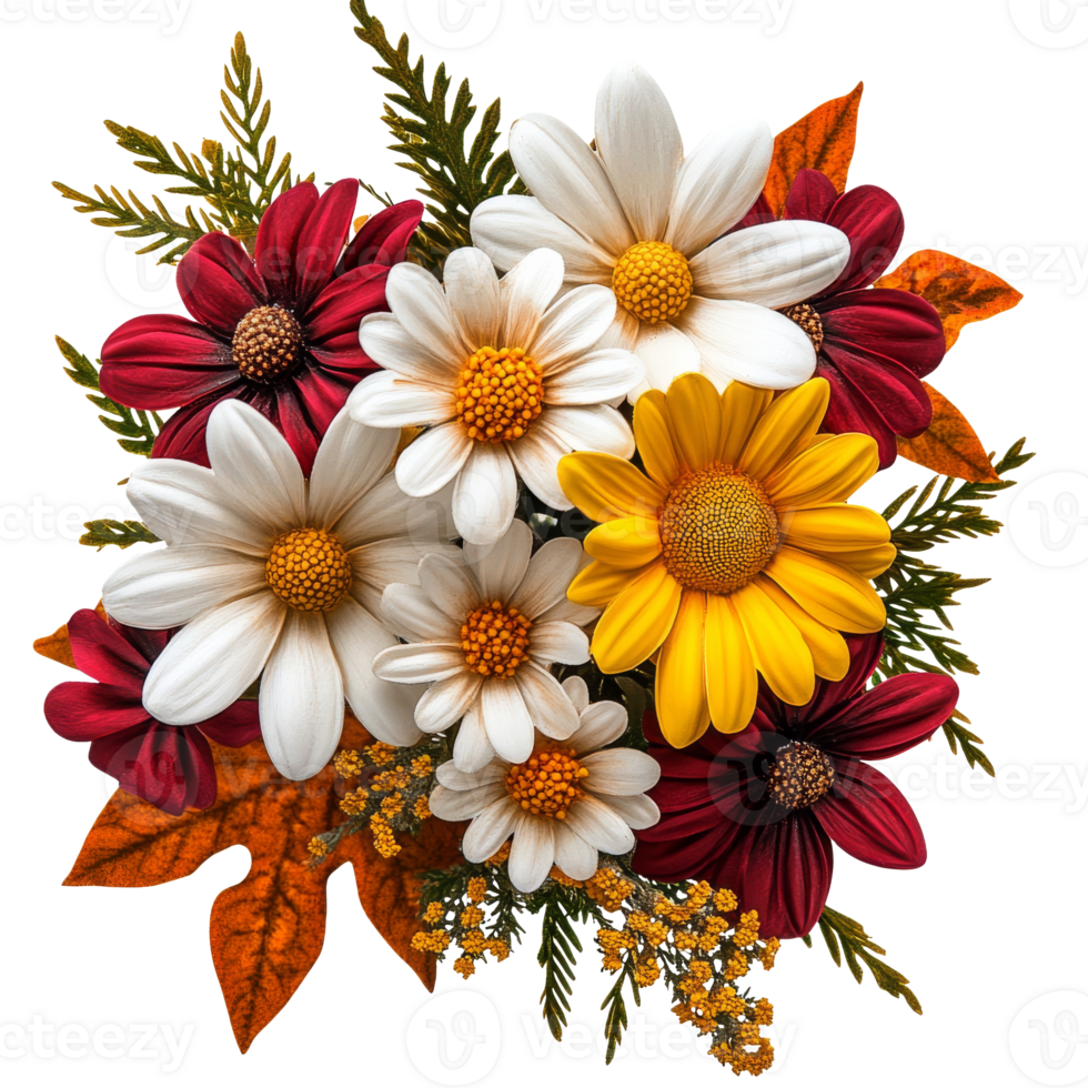 Colorful bouquet of autumn flowers on display transparent png