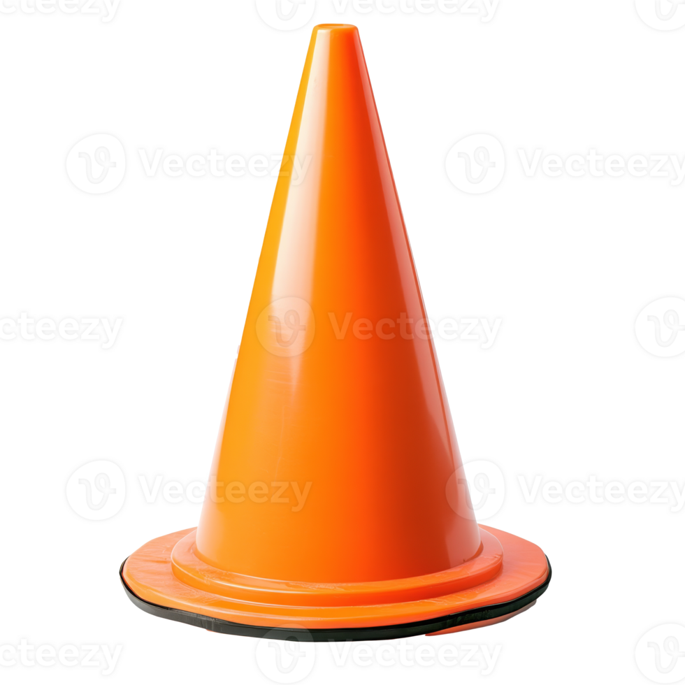 Bright orange traffic cone on a white background transparent png