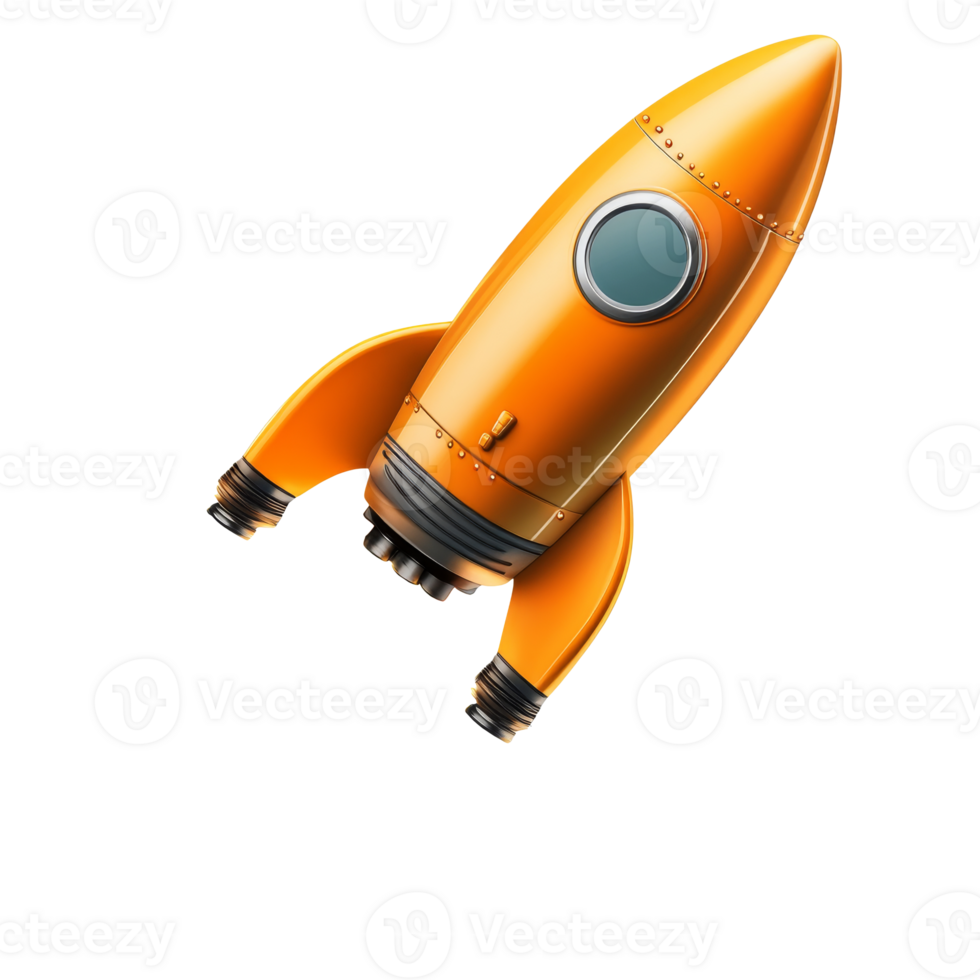 Retro rocket ship on white transparent png