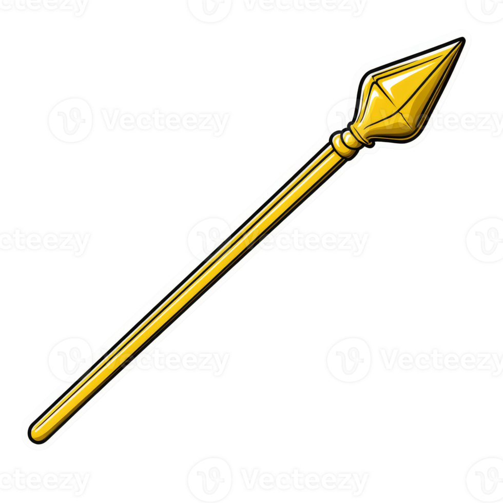Golden spear illustration with a sharp pointed tip transparent png