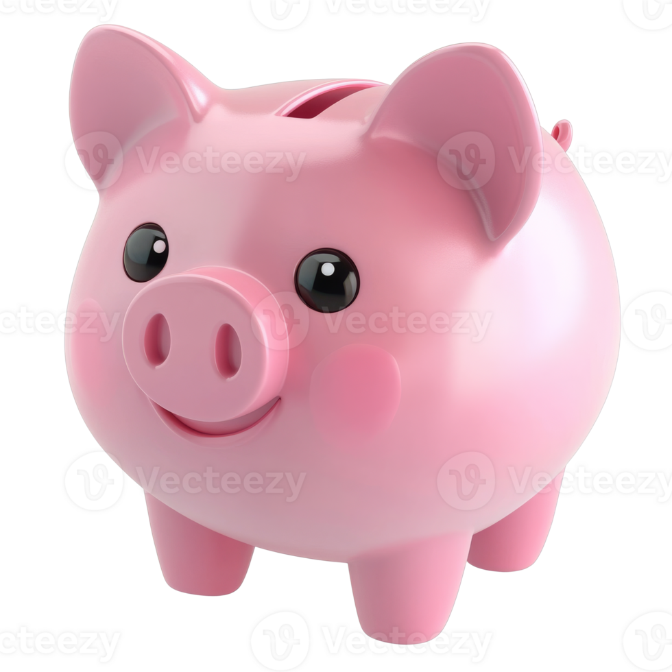 Cute pink piggy bank for saving coins at home transparent png