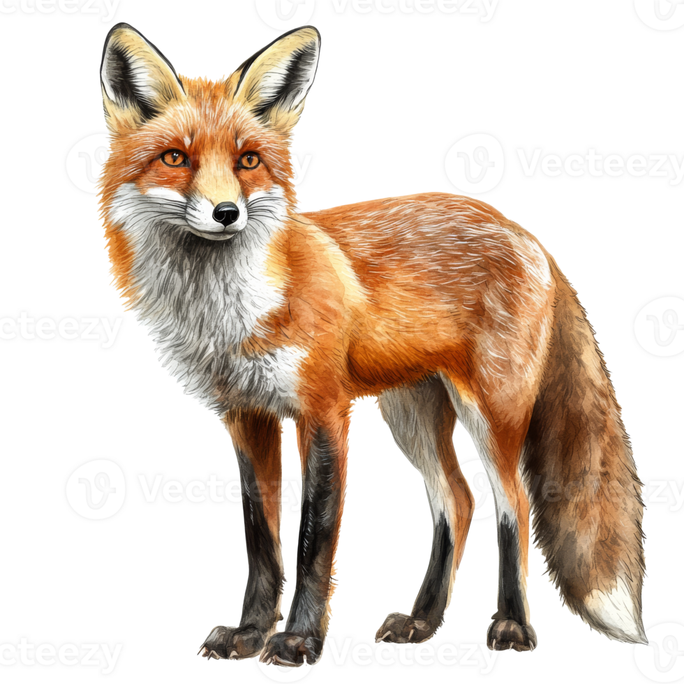 Red fox standing in a natural pose outdoors transparent png