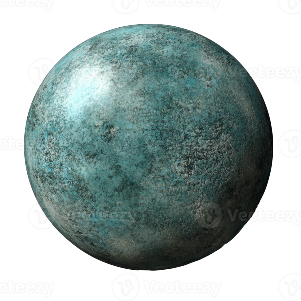 Weathered blue green textured sphere transparent png