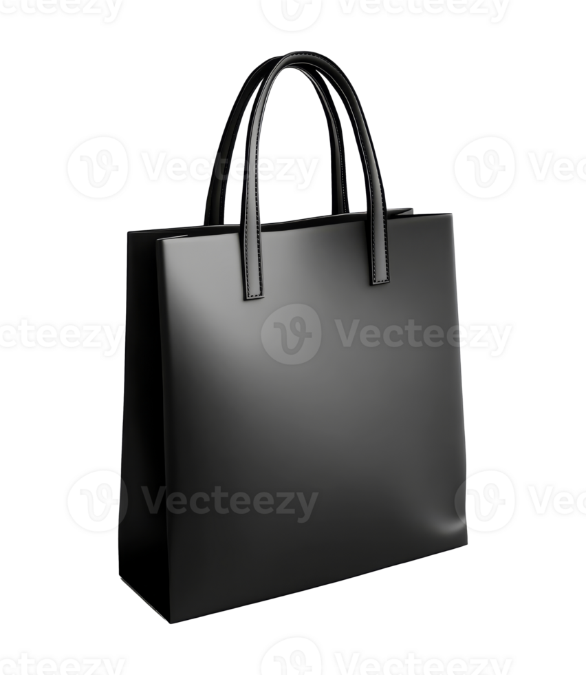 Elegant black tote bag for everyday use and travel transparent png